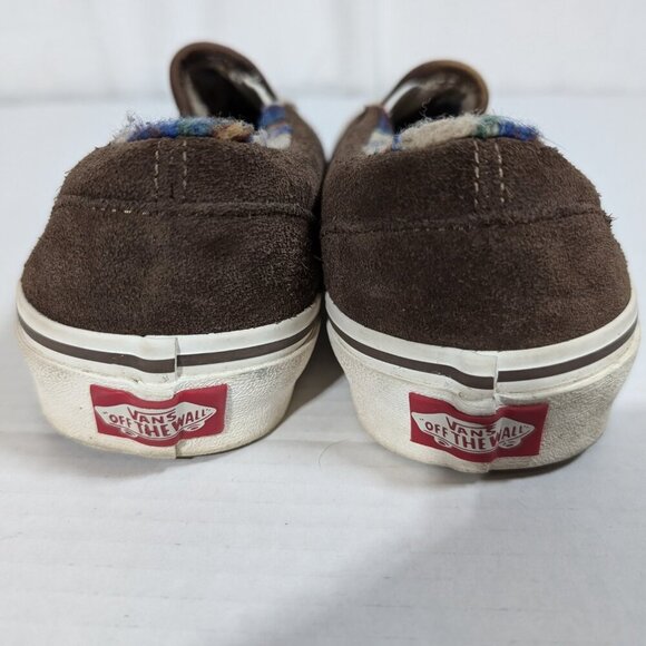 Vans Classic Slip on Sherpa lined shoes size men 7 woman 8.5 Brown